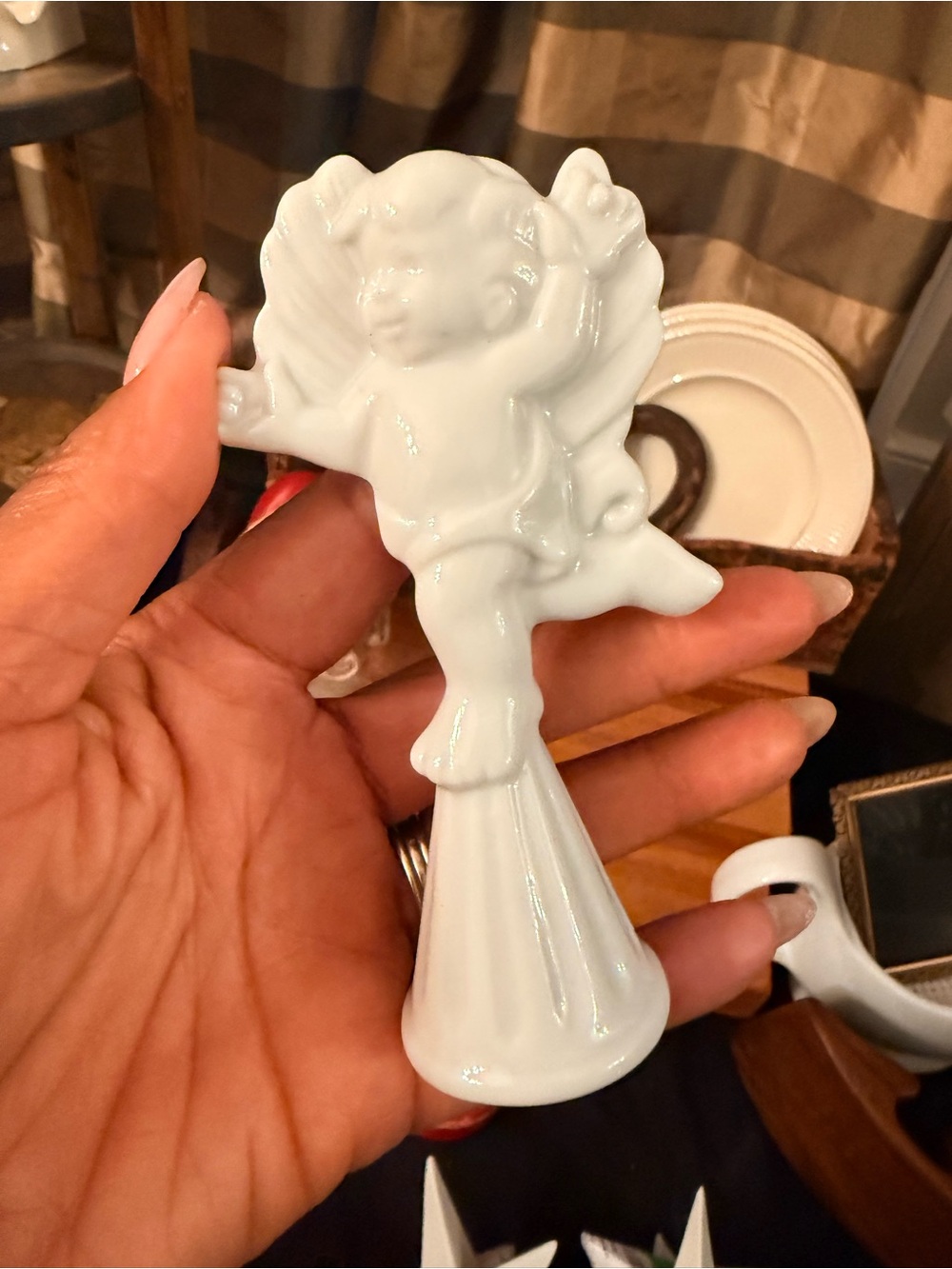 White Porcelain Cherub Figurine